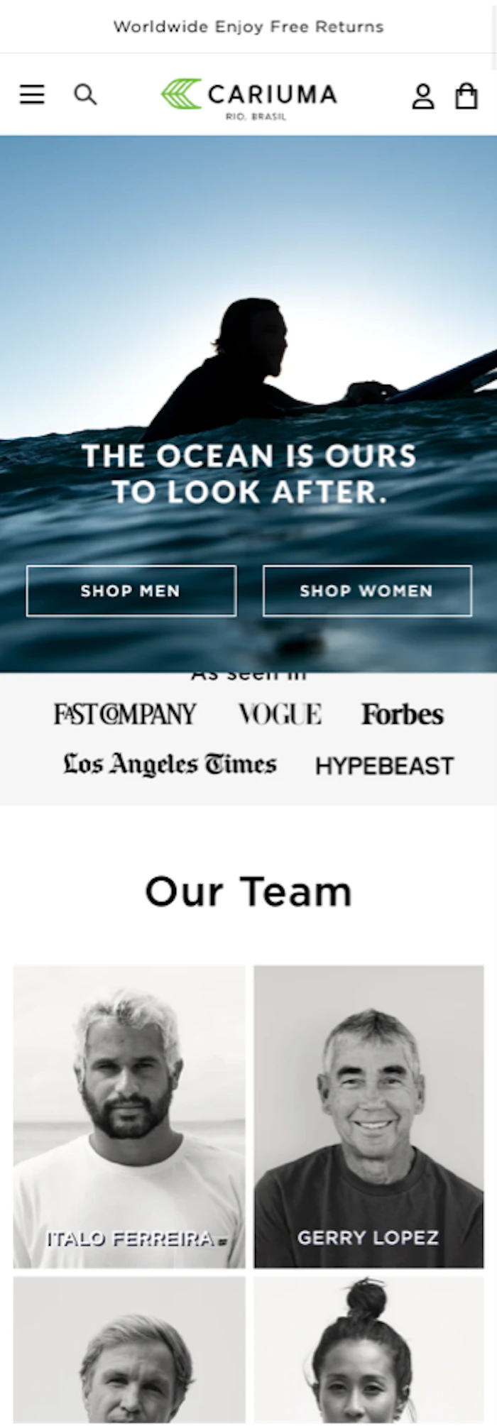 Surfers landing Page for personalised segmented Journey on mobile