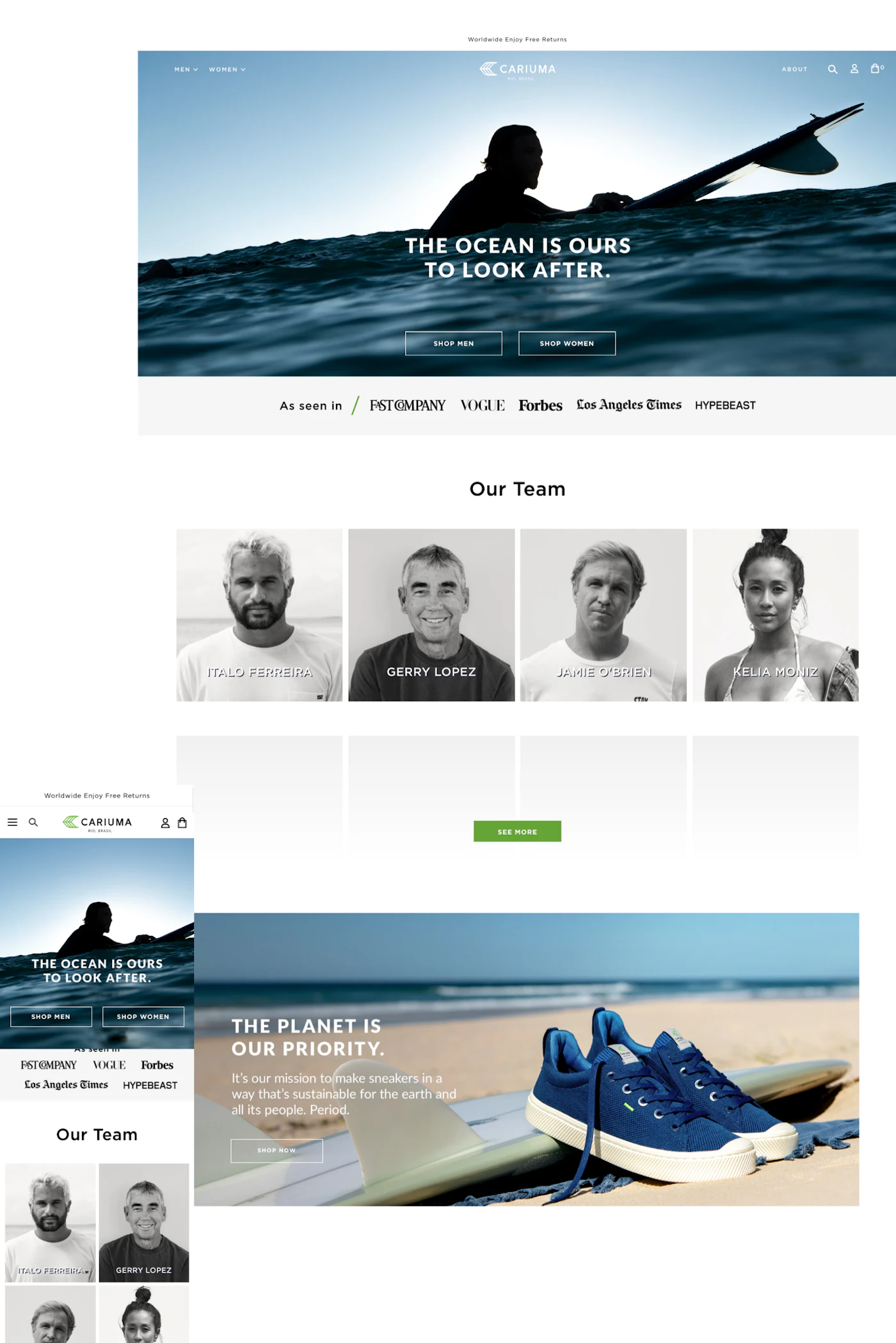 Surfers landing Page for personalised segmented Journey