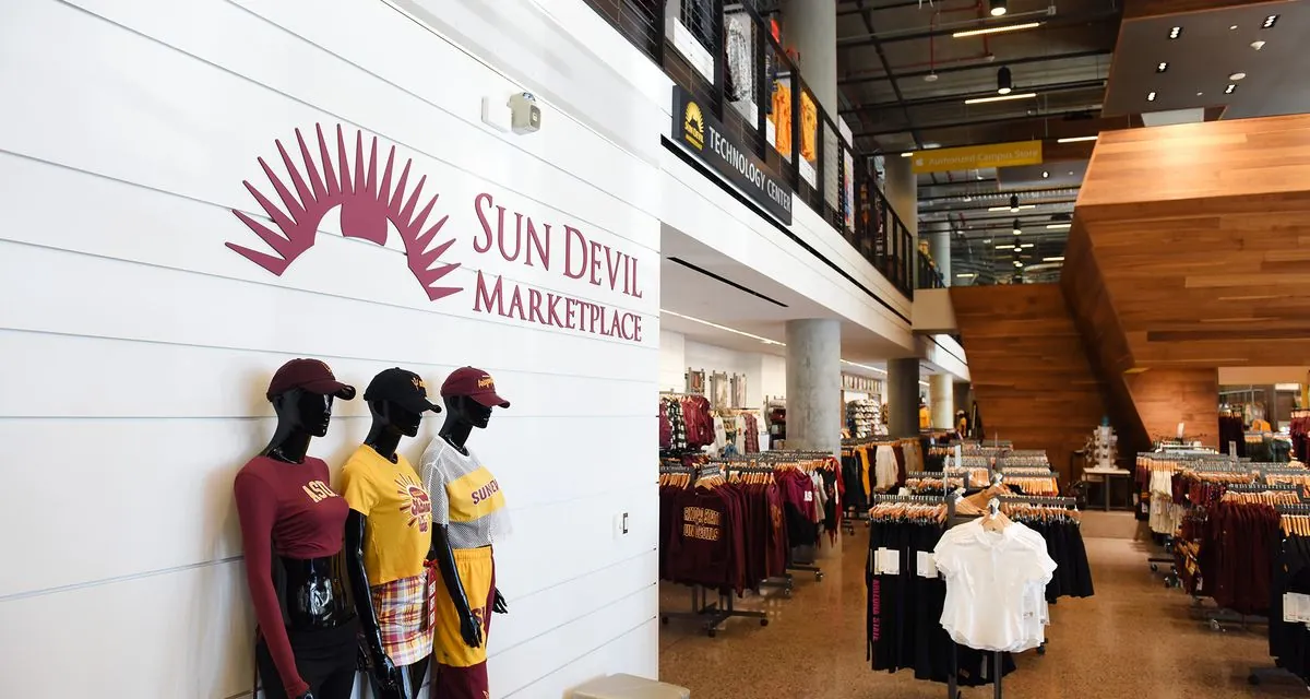 Arizona State's Sun Devil Marketplace campus store, merchandised with university apparel