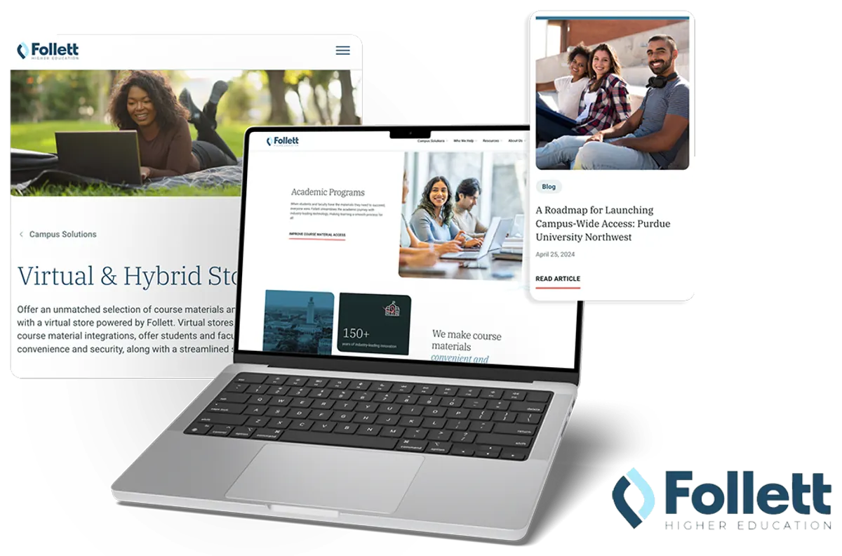 Screens from the Follett Higher Education storefront