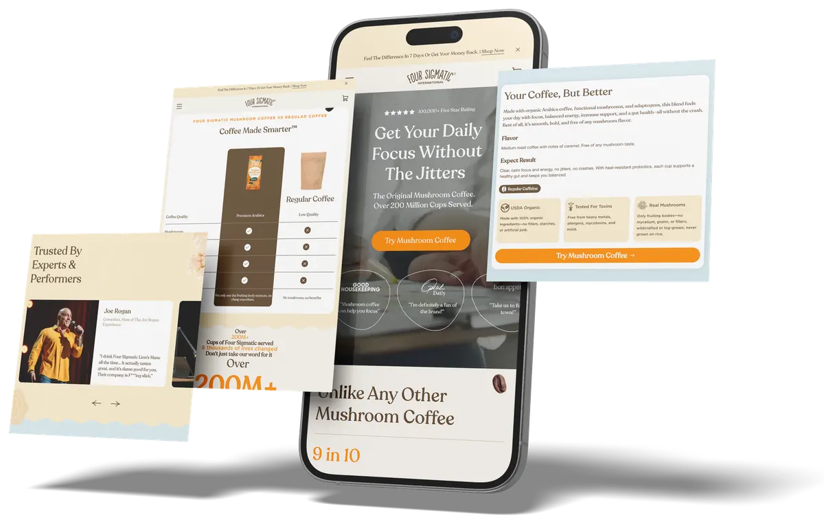 Screens from the Four Sigmatic storefront