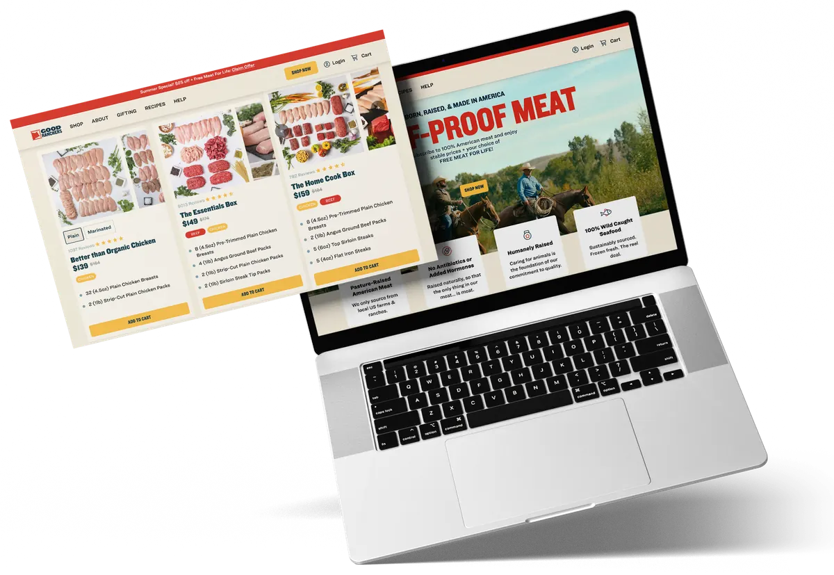 Screens from the Good Ranchers storefront