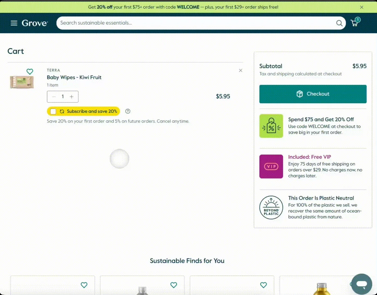 A demo of Grove's Ordergroove subscription management