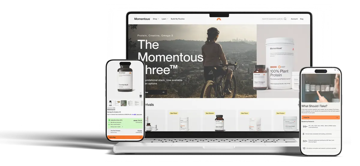 Screens from the Momentous storefront